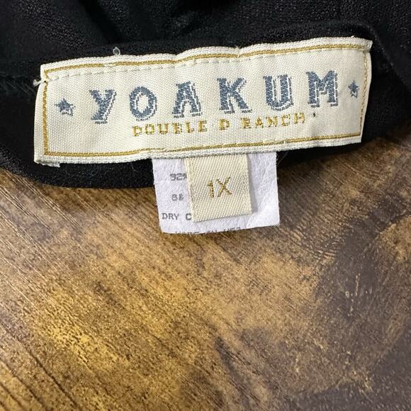 Double D Ranch Dress Womens 1X Black Embroidered Stretch Slinky Western Boho Vtg - Picture 10 of 12